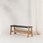 Kemi Black Leather Bench gallery detail image