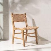 Luka Leather & Teak Chair Natural gallery detail image