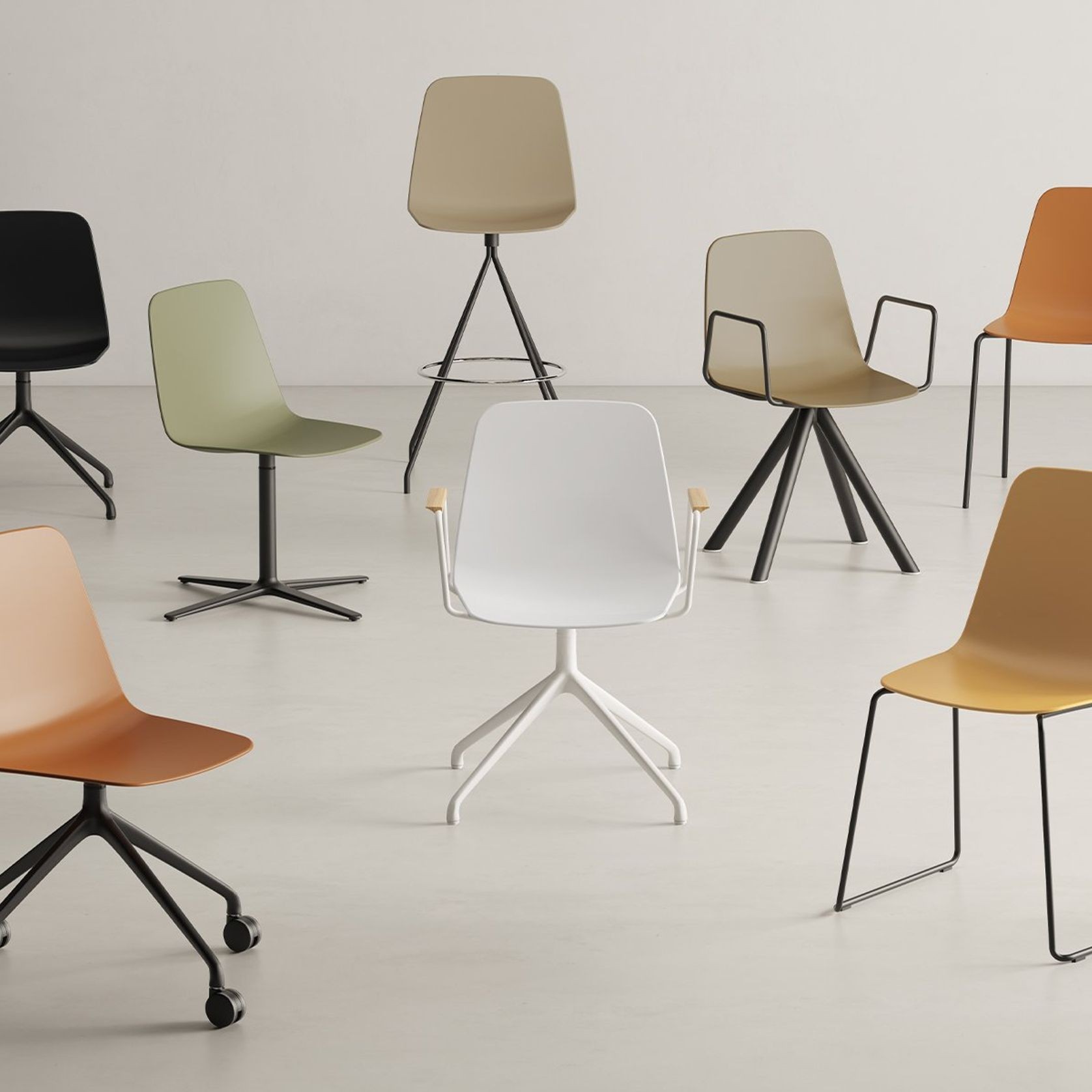 Maarten Plastic Chair - Flat Swivel gallery detail image