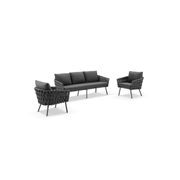 Malmo Rope 3+1+1 Lounge Set - Charcoal gallery detail image