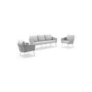 Malmo Rope 3+1+1 Lounge Set - White gallery detail image