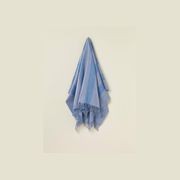 NZ Wool Throw - Stripe Blue | 100% Merino Wool gallery detail image