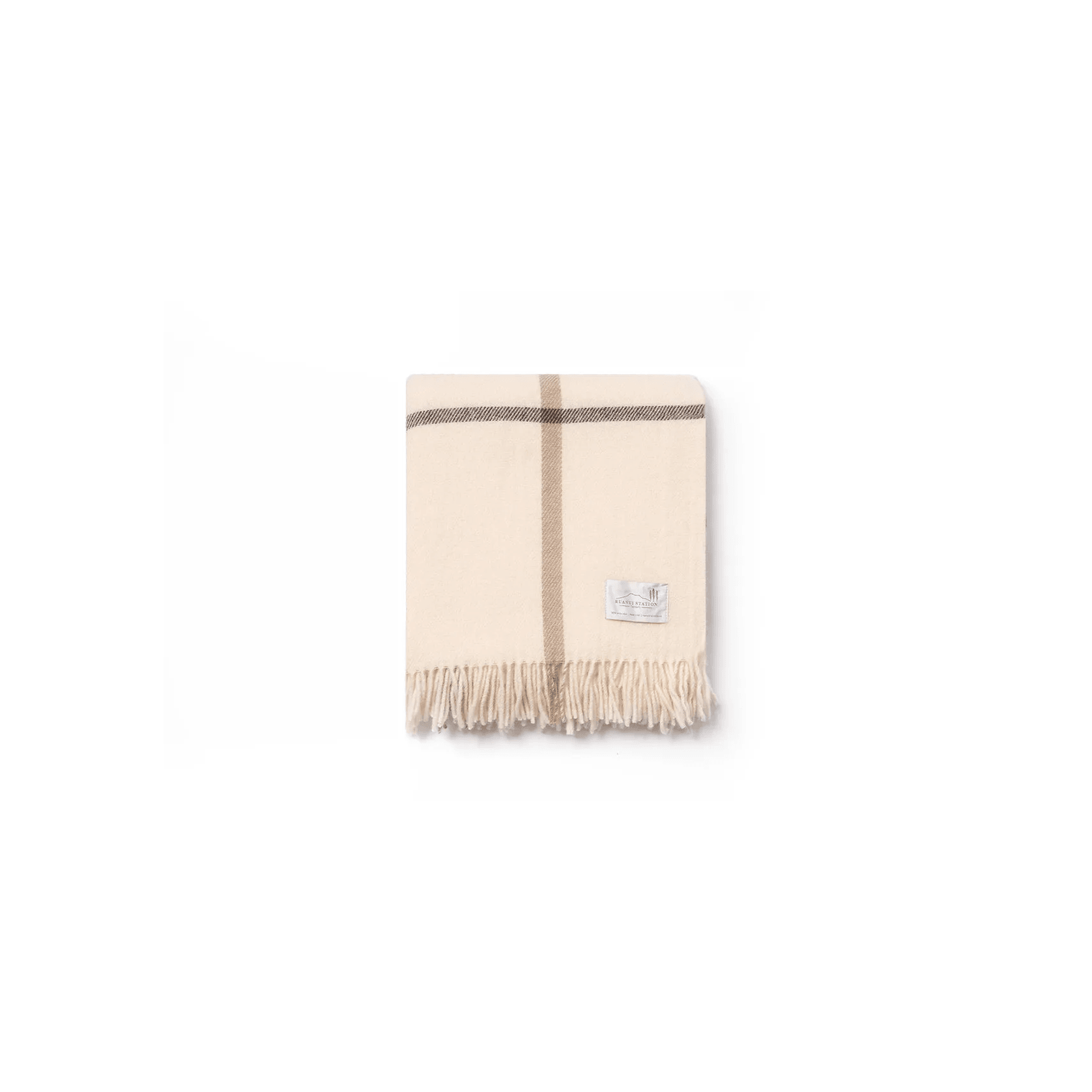 Ruanui Station Lambswool Throw -  Waitoka White & Brown gallery detail image