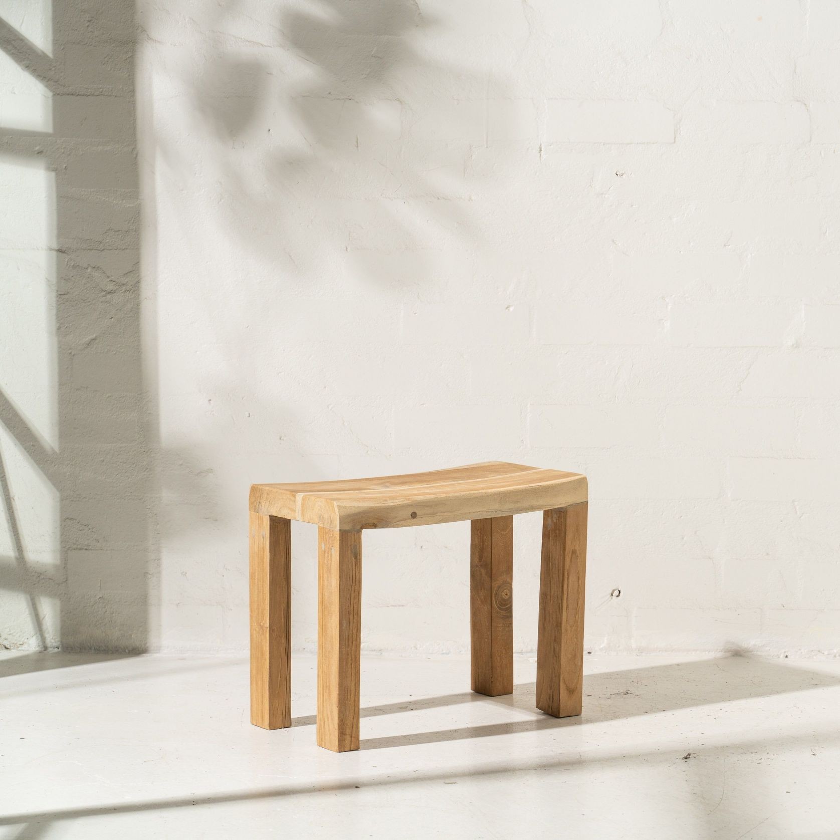 Talib Curved Stool in Rustic Finish gallery detail image