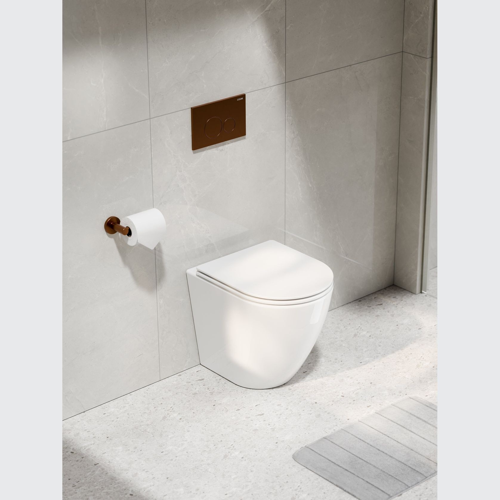 Flow Typhoon Inwall Toilet Suite | Brushed Copper Btn gallery detail image