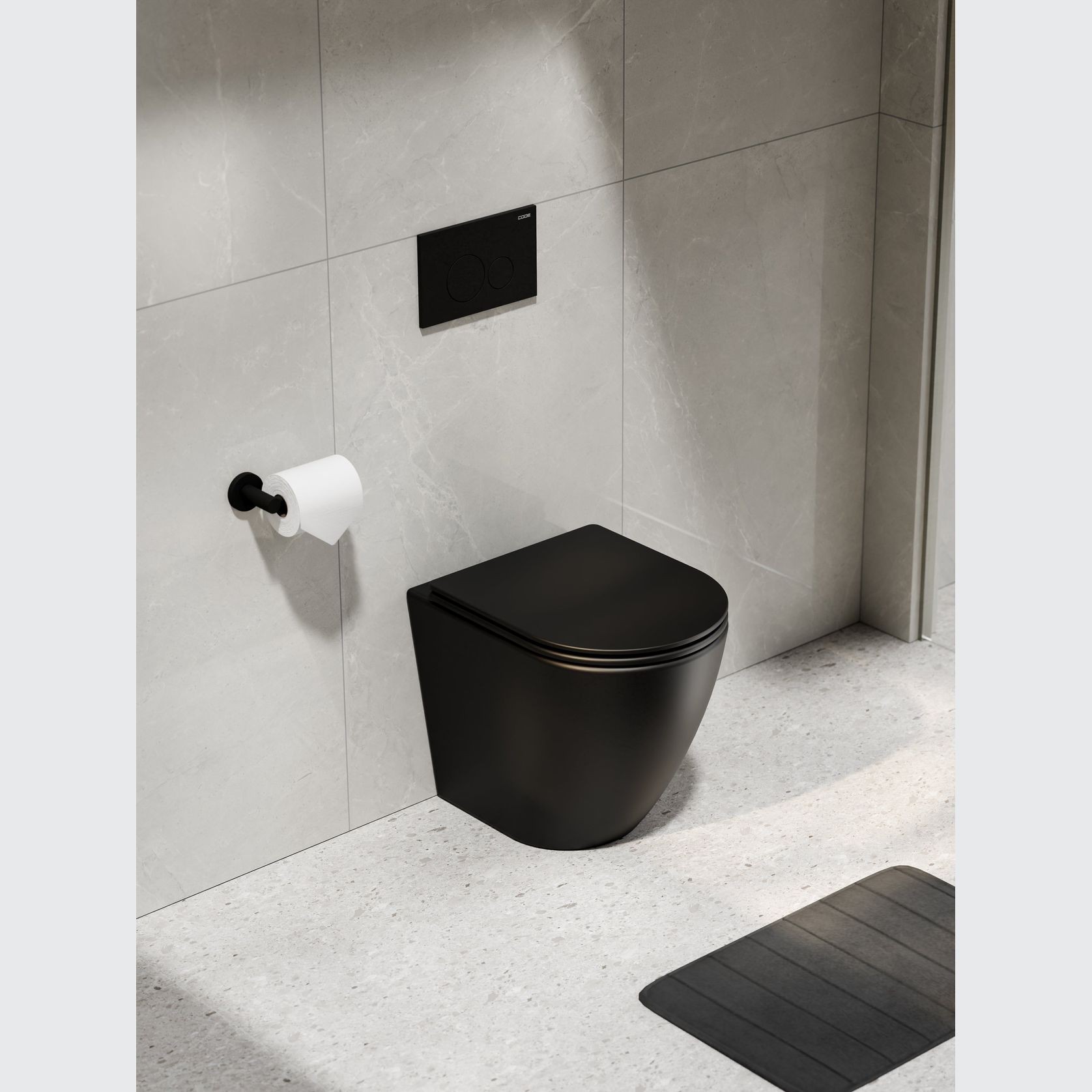 Flow Typhoon Inwall Toilet Suite | Matte Black Button gallery detail image