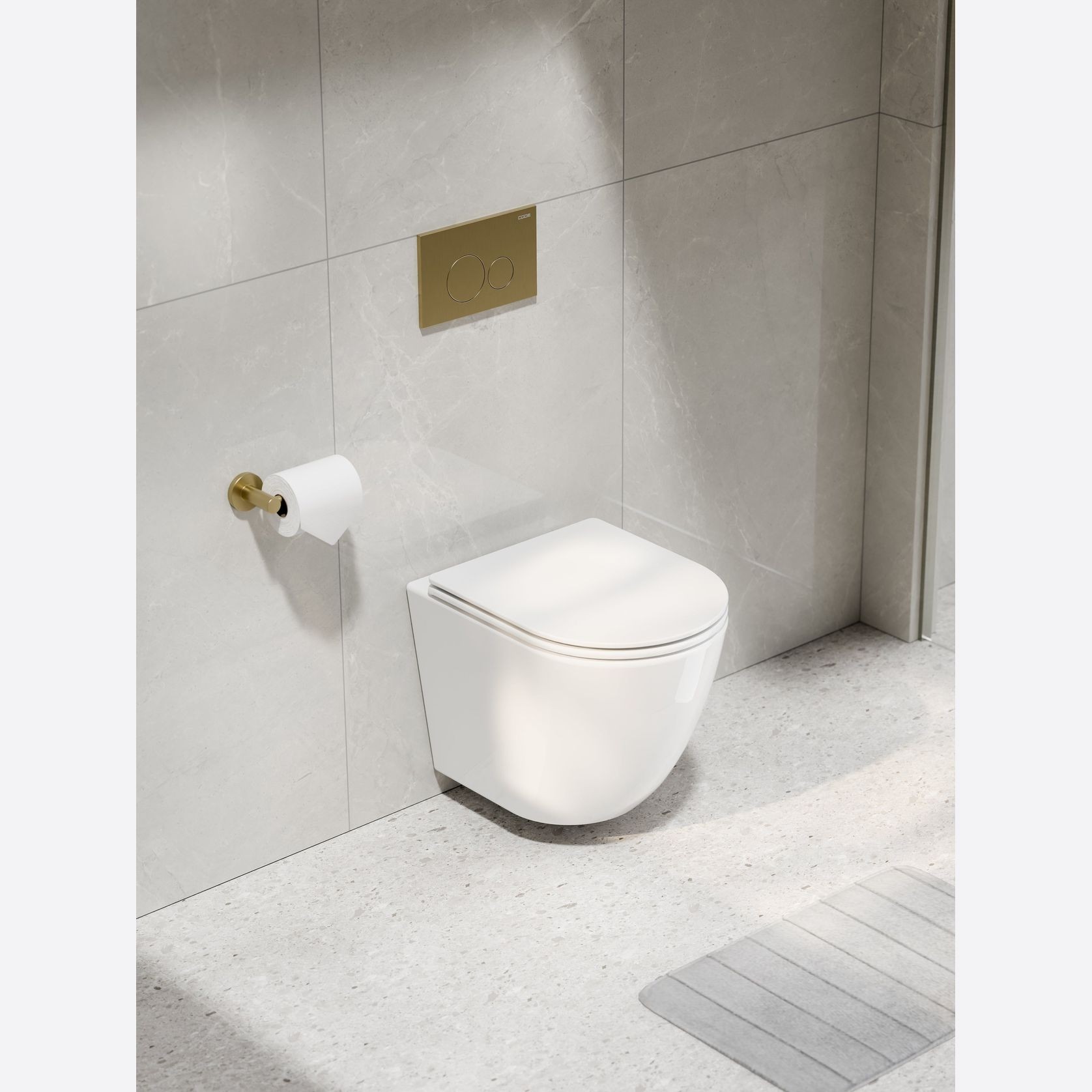 Flow Typhoon Wall Hung Toilet Suite | Brushed Brass Btn gallery detail image
