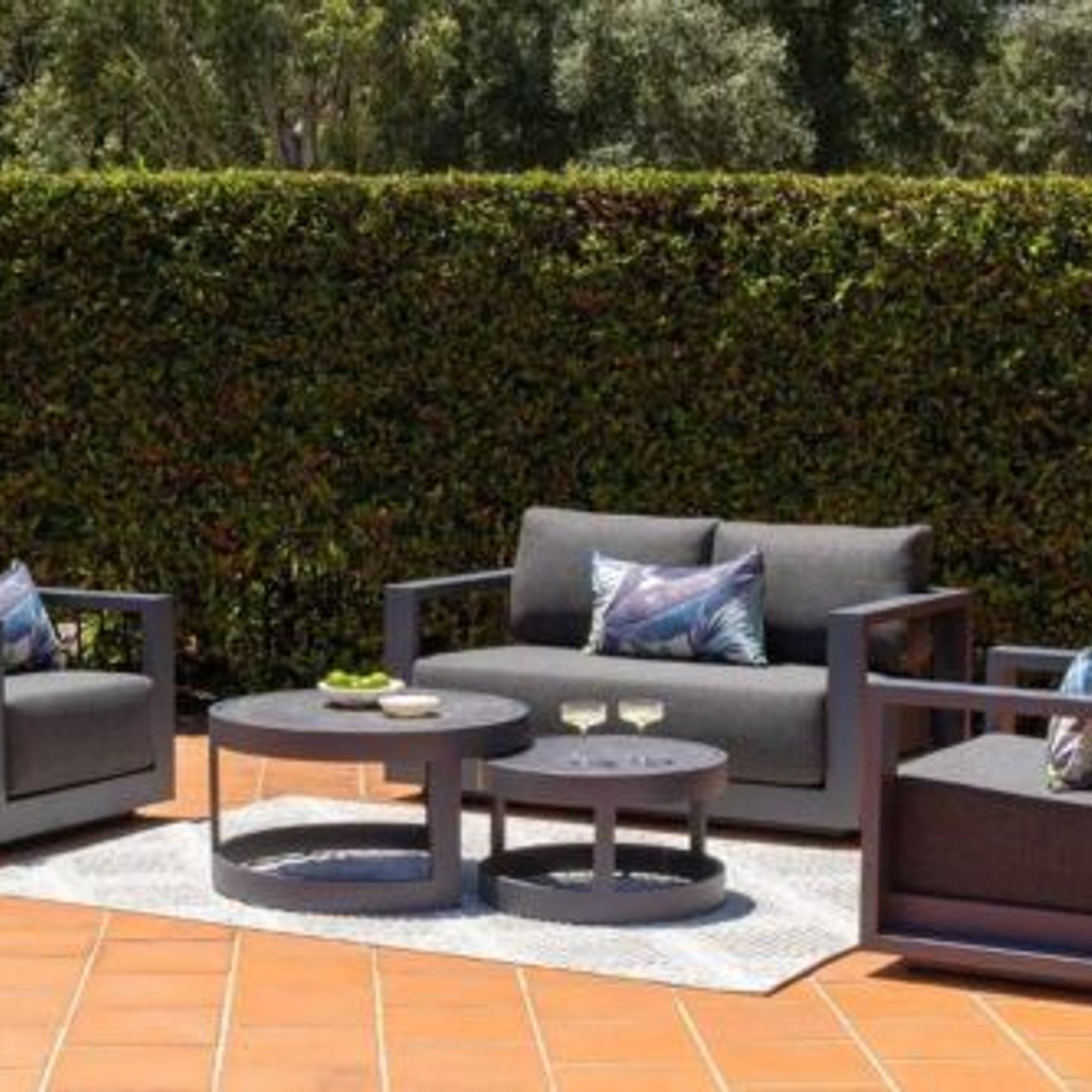 Wanaka 2-Seater Lounge Set - Charcoal gallery detail image