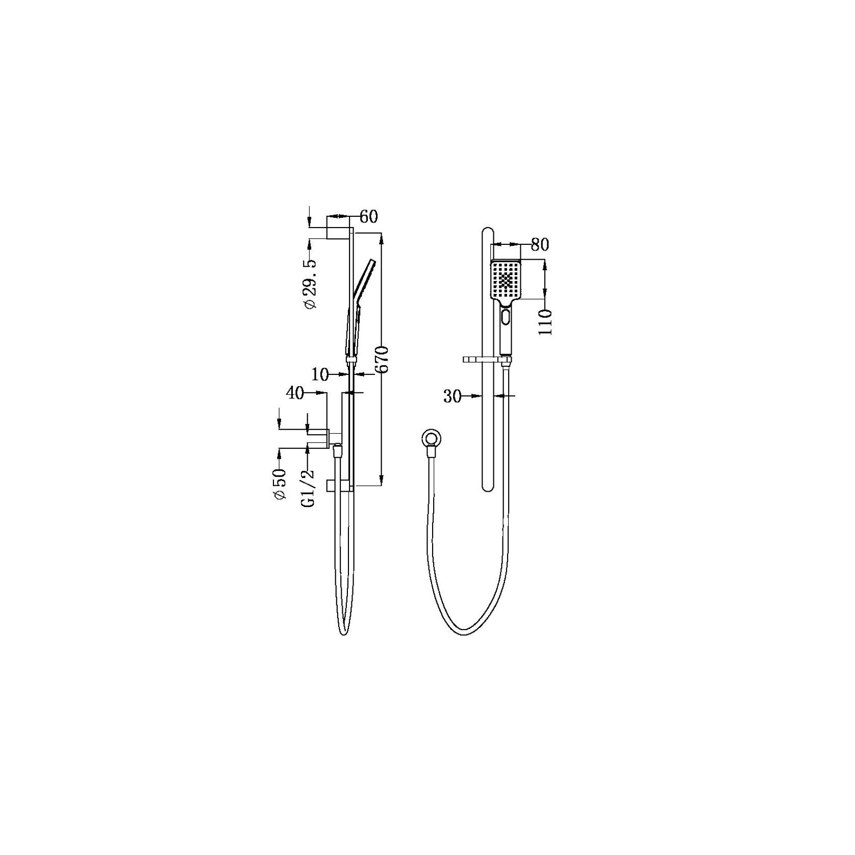 Bianca Shower Rail | Gun Metal gallery detail image