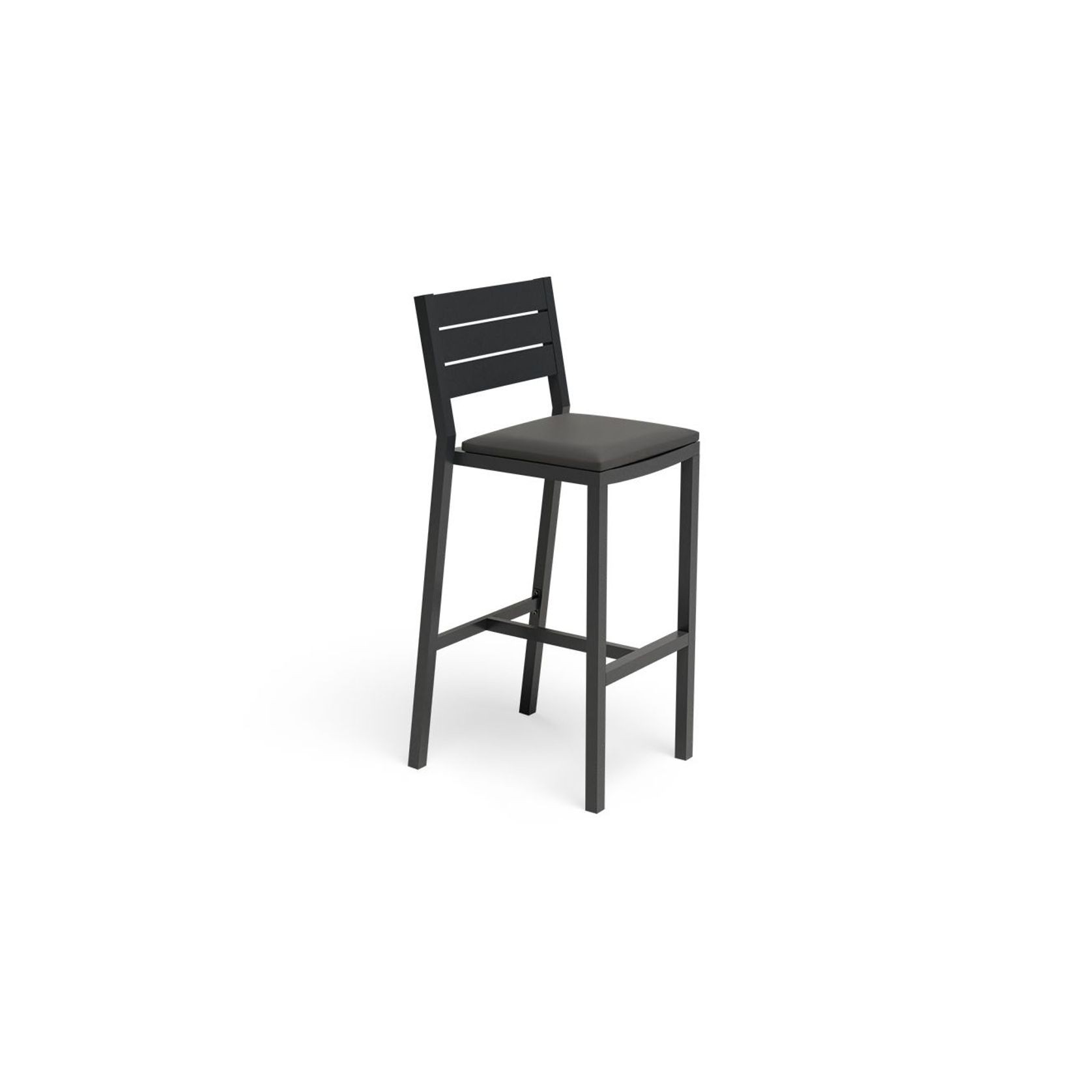 Halki Stool With Backrest - Charcoal gallery detail image