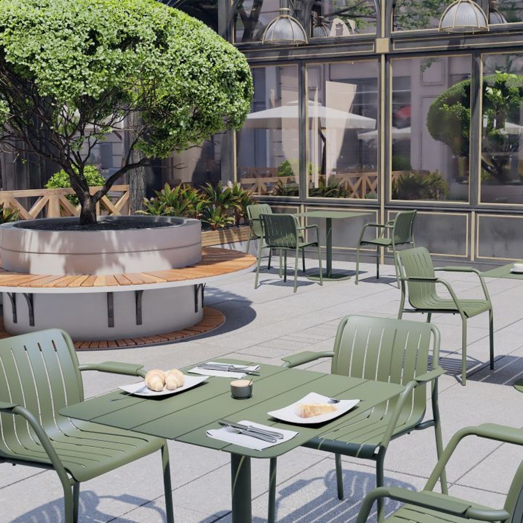 Roku Outdoor Arm Chair in Matt Eucalyptus Green gallery detail image