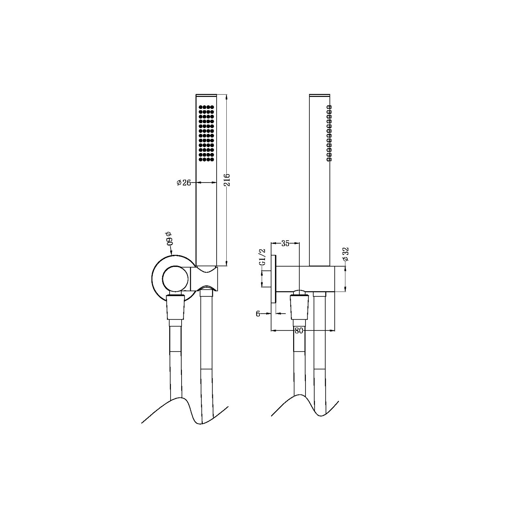 Zen SS316L Shower On Bracket & Outdoor Shower Hose | Graphite gallery detail image