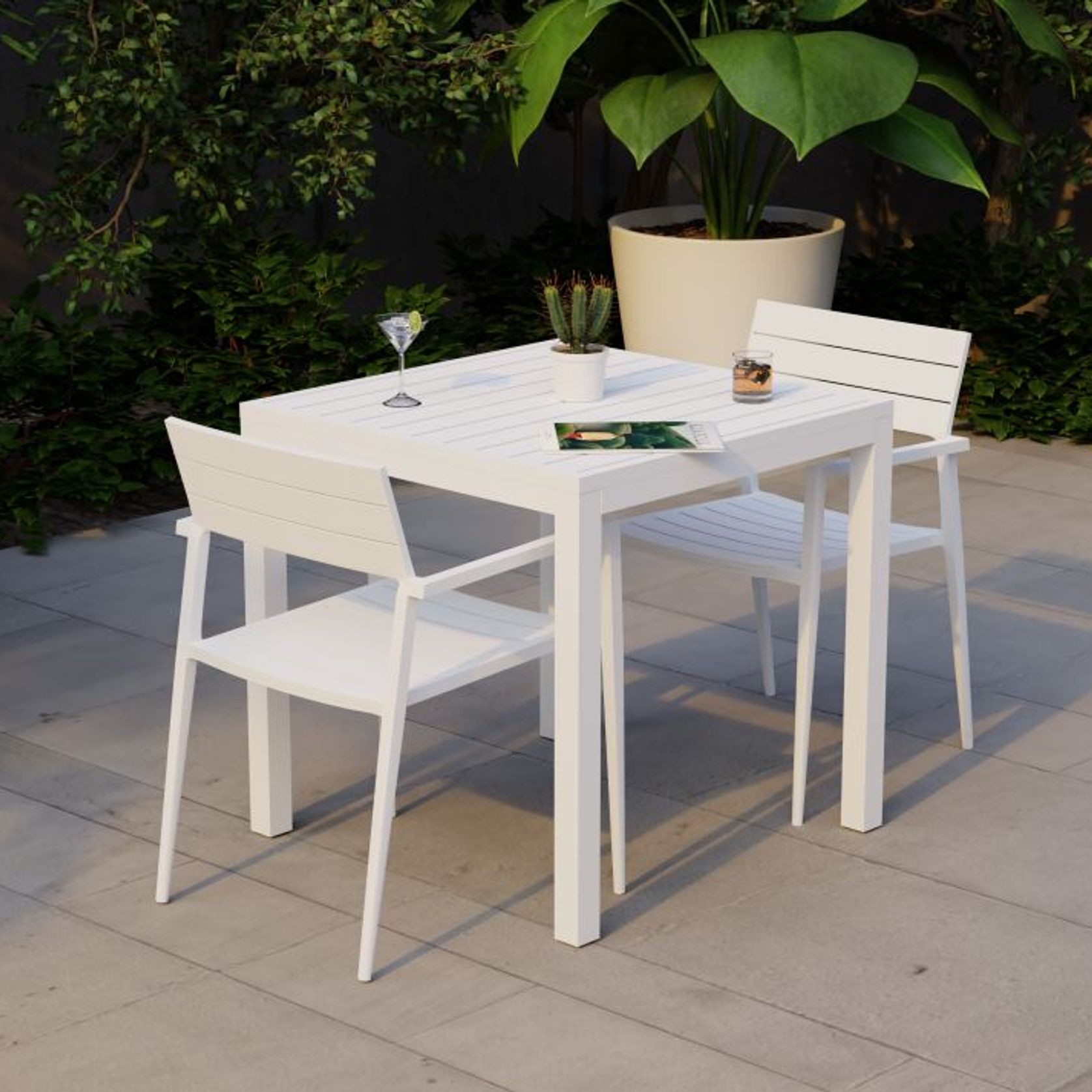 Halki Table Matt White Aluminium 77cm x 77cm gallery detail image