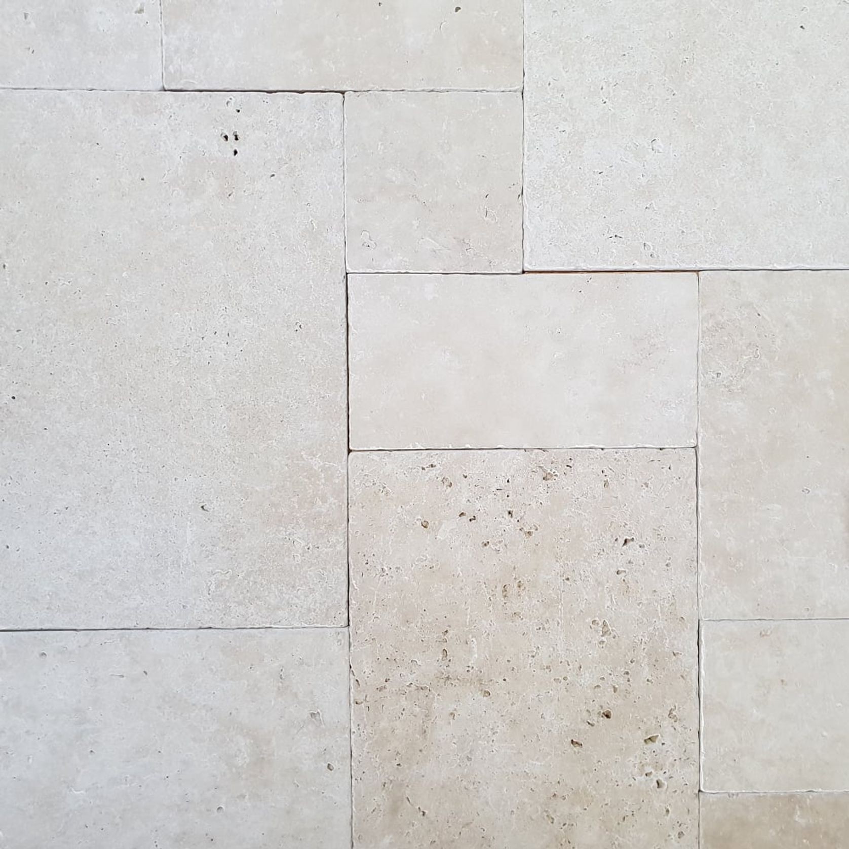 12mm Ivory Travertine French Pattern Tiles - Tumbled gallery detail image