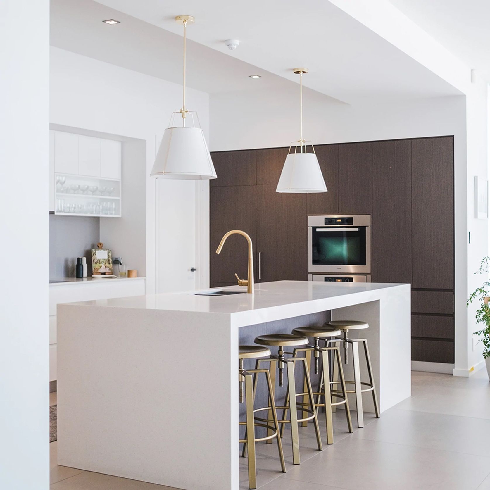 Jessie Pendant Light with Gold Hardware - White gallery detail image
