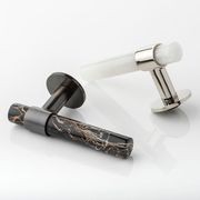 Joseph Giles - Collett Solid Brass & Marble Door Lever Handle With Round Rose gallery detail image