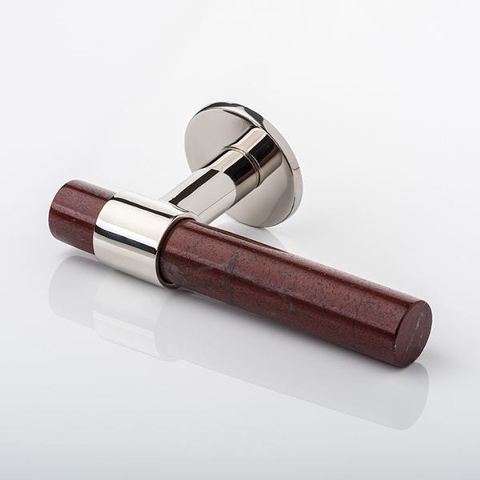 Joseph Giles - Collett Solid Brass & Marble Door Lever Handle With Round Rose gallery detail image