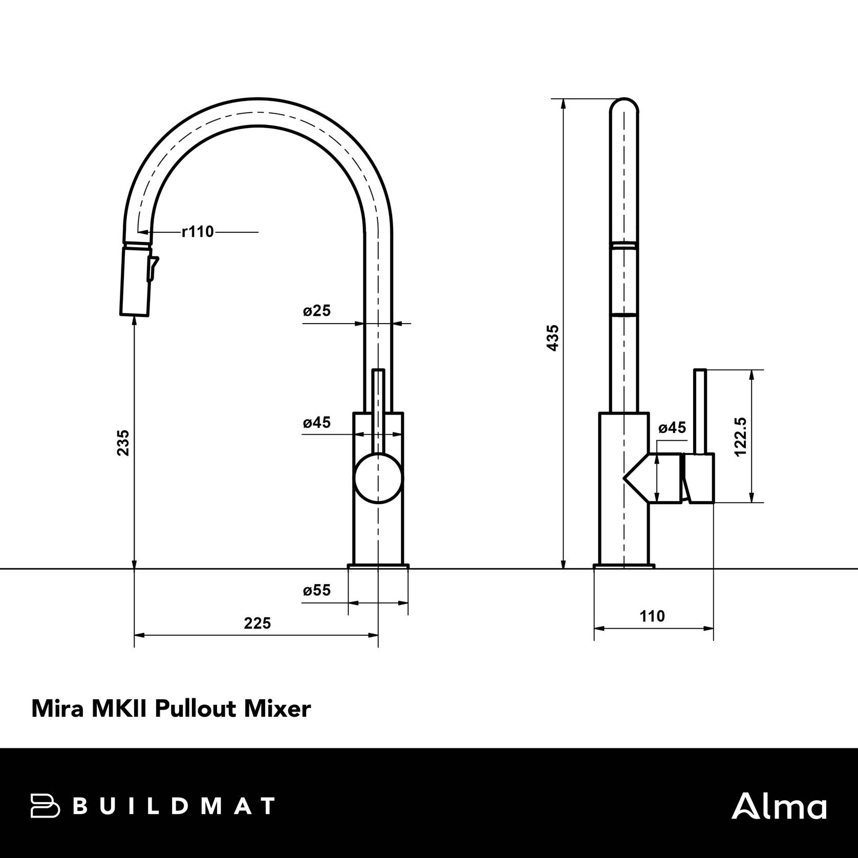 Mira Brushed Vintage Antique Brass Pull Out MKII Mixer gallery detail image