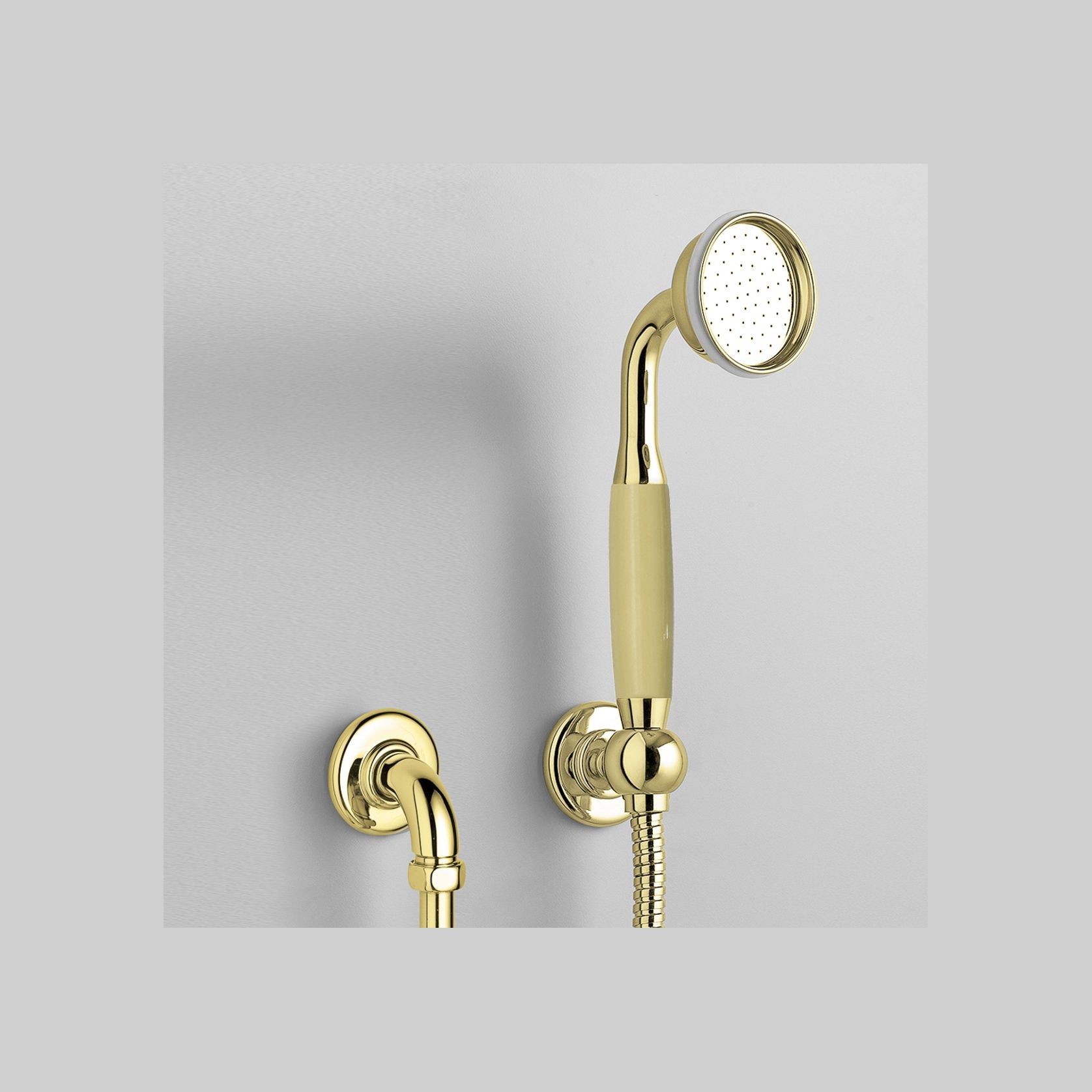 The Water Monopoly - Rockwell Straight Handshower On Hose With Wall Outlet, Parking Bracket & Metal/Coloured Shower Handle gallery detail image
