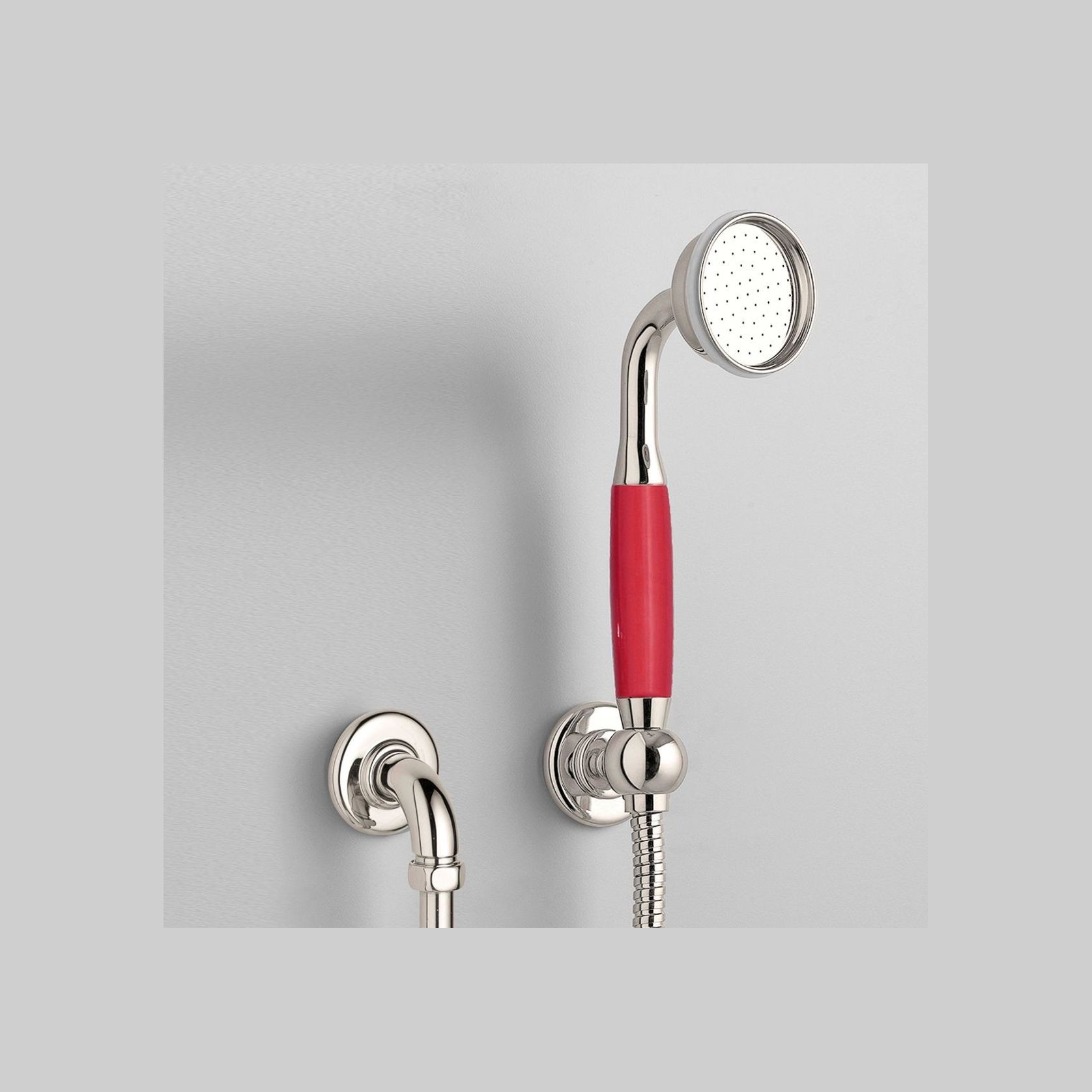 The Water Monopoly - Rockwell Straight Handshower On Hose With Wall Outlet, Parking Bracket & Metal/Coloured Shower Handle gallery detail image