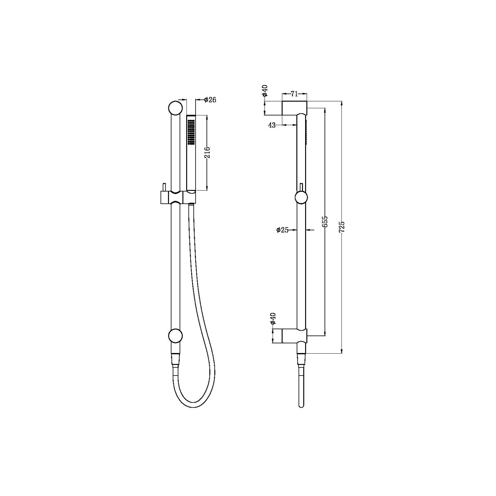 Zen SS316L Shower Rail & Outdoor Shower Hose | Brushed Gold gallery detail image