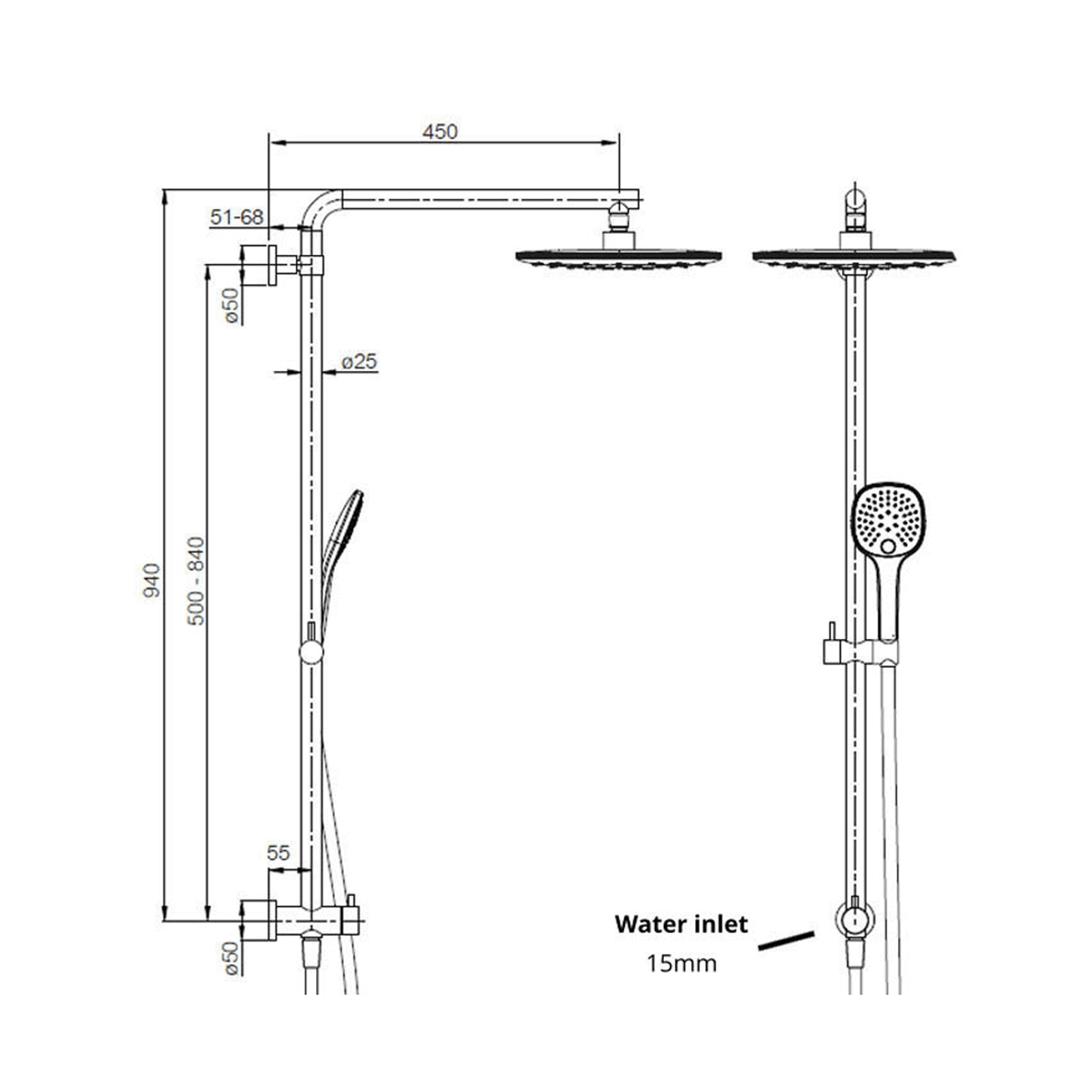 Splash Plus Square Column Shower 3 Function gallery detail image
