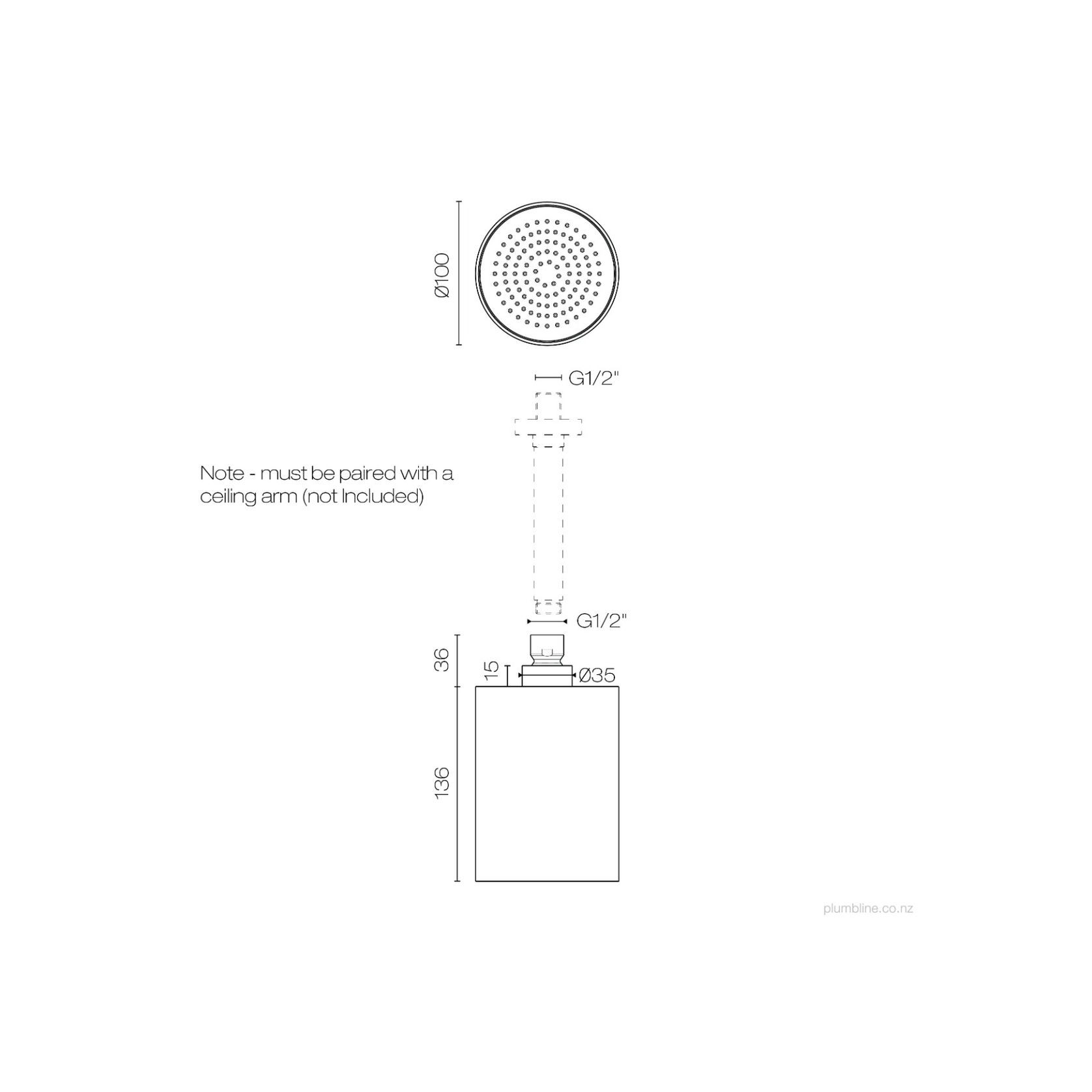 Buddy 100mm Ceiling Mount Showerhead gallery detail image