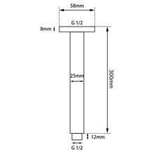 Square Shower Arm 300mm Matte Black gallery detail image