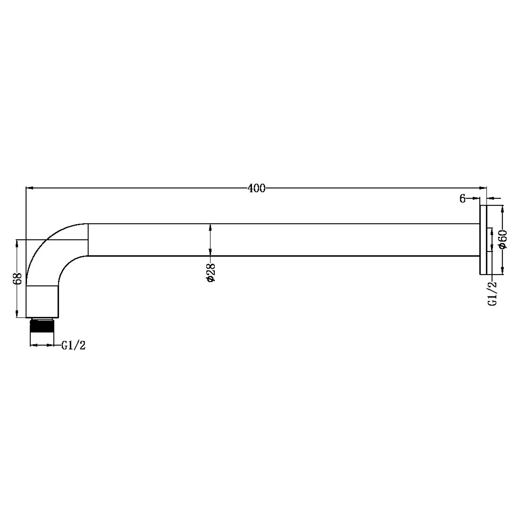 Zen SS316L Round Shower Arm 400mm Length | Graphite gallery detail image