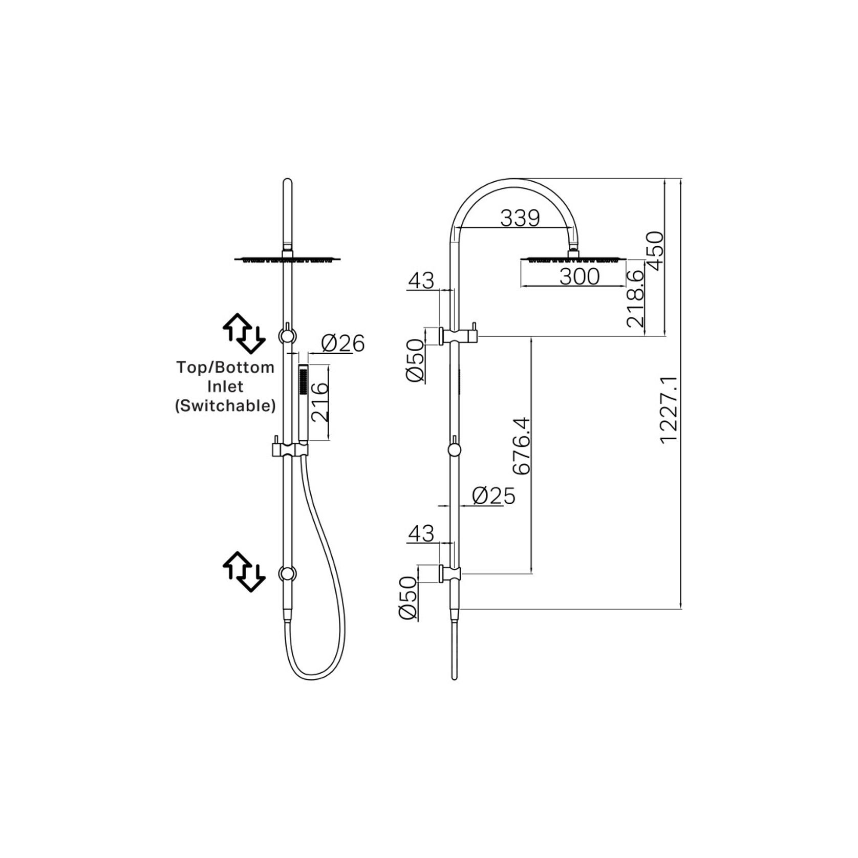 Zen SS316L Twin Shower Set | Graphite gallery detail image