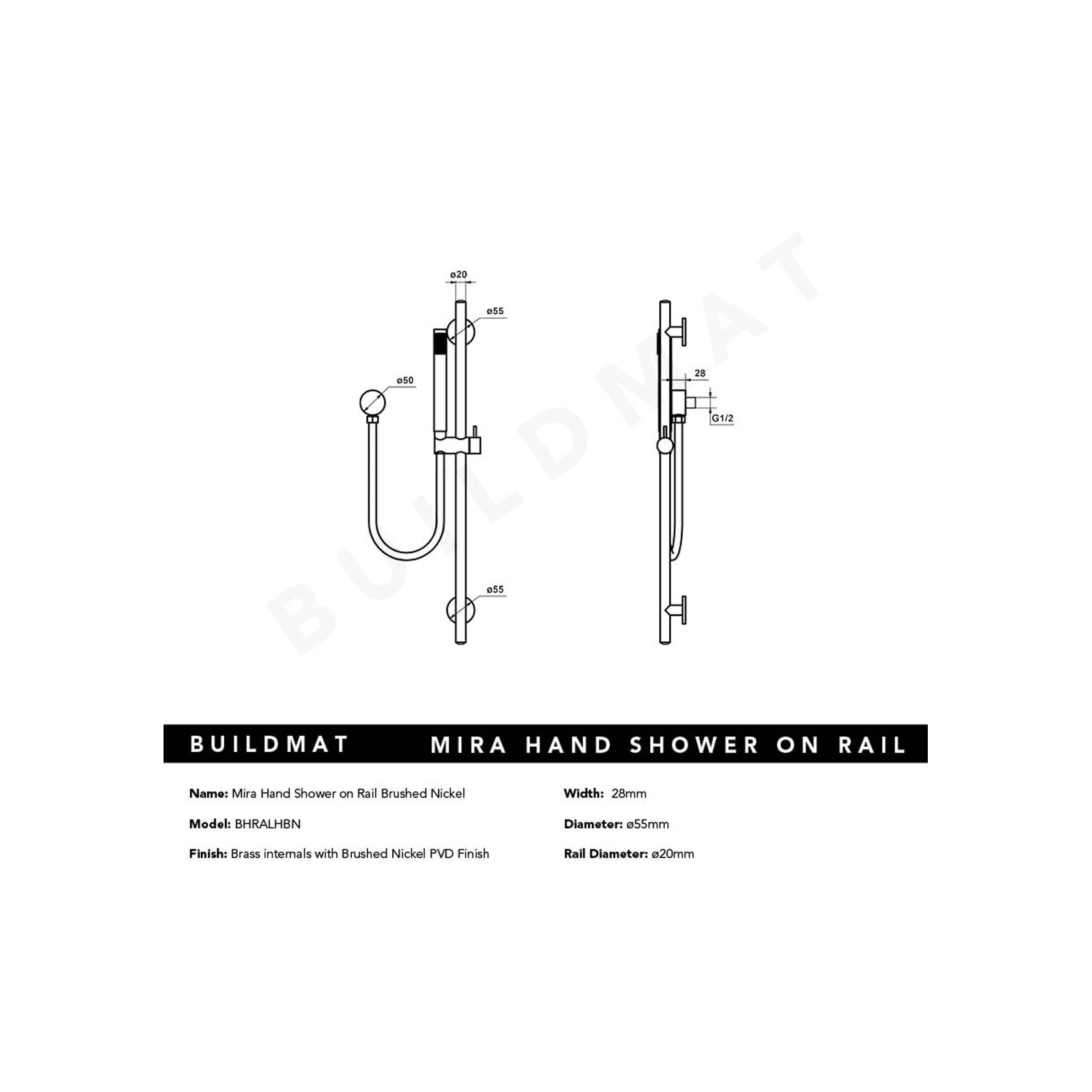 Mira Brushed Nickel Shower on Rail gallery detail image