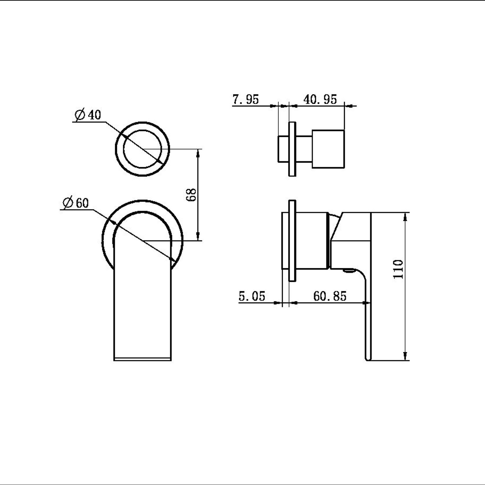 Bianca Shower Mixer & Divertor Back Plate | Gun Metal gallery detail image