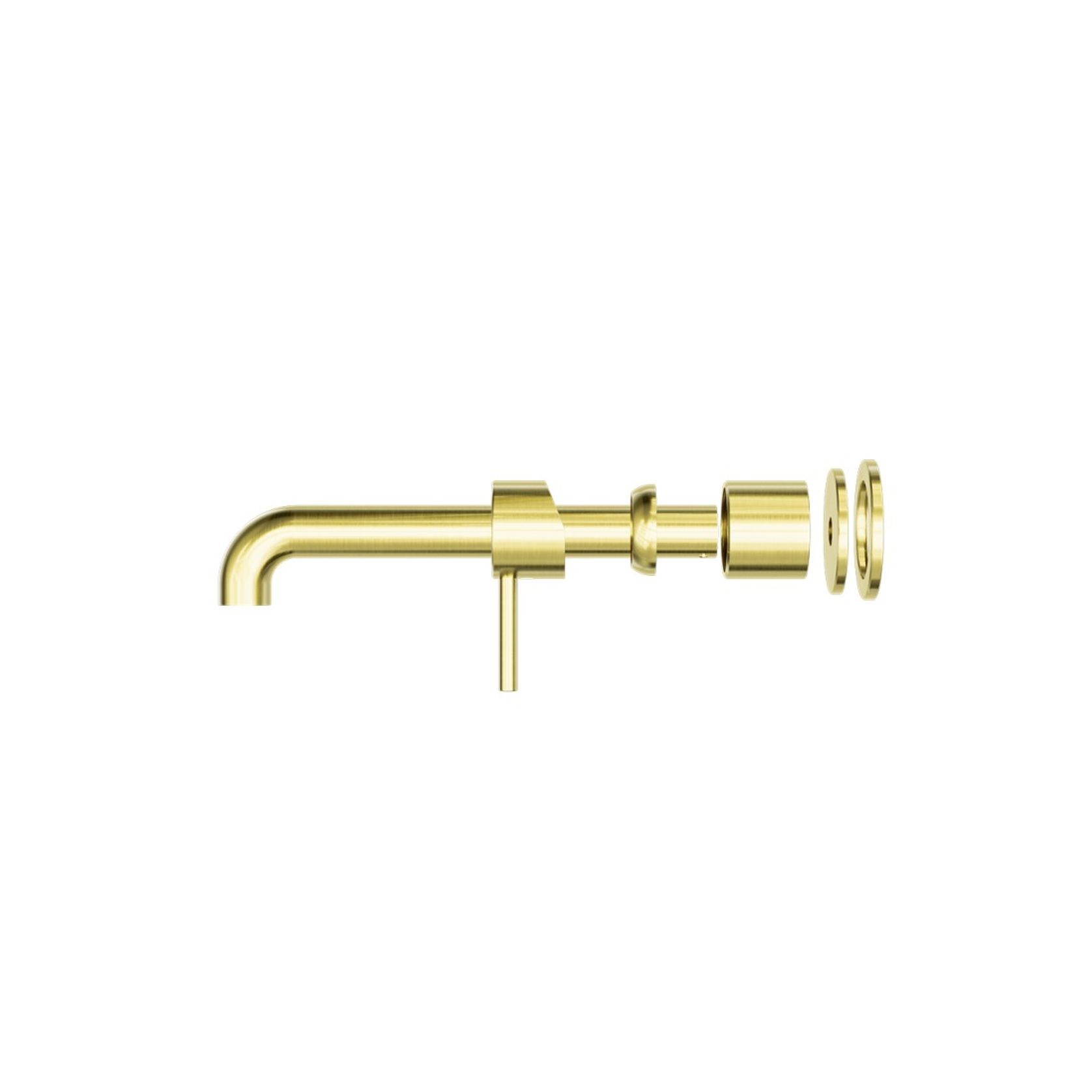 Zen SS316L Wall Basin/Bath Mixer Separate Back Plate 230mm Spout Trim Kits | Brushed Gold gallery detail image