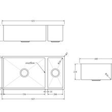 Aspen PVD 550/200mm Dual Kitchen Sink Gun Metal gallery detail image