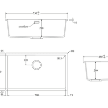 Aura Granite 700mm Single Kitchen Sink Charcoal gallery detail image