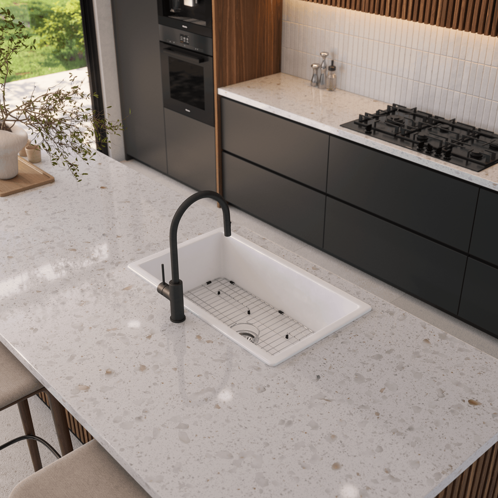 Tamsin 813x483 Gloss White Fireclay Single Bowl Sink gallery detail image