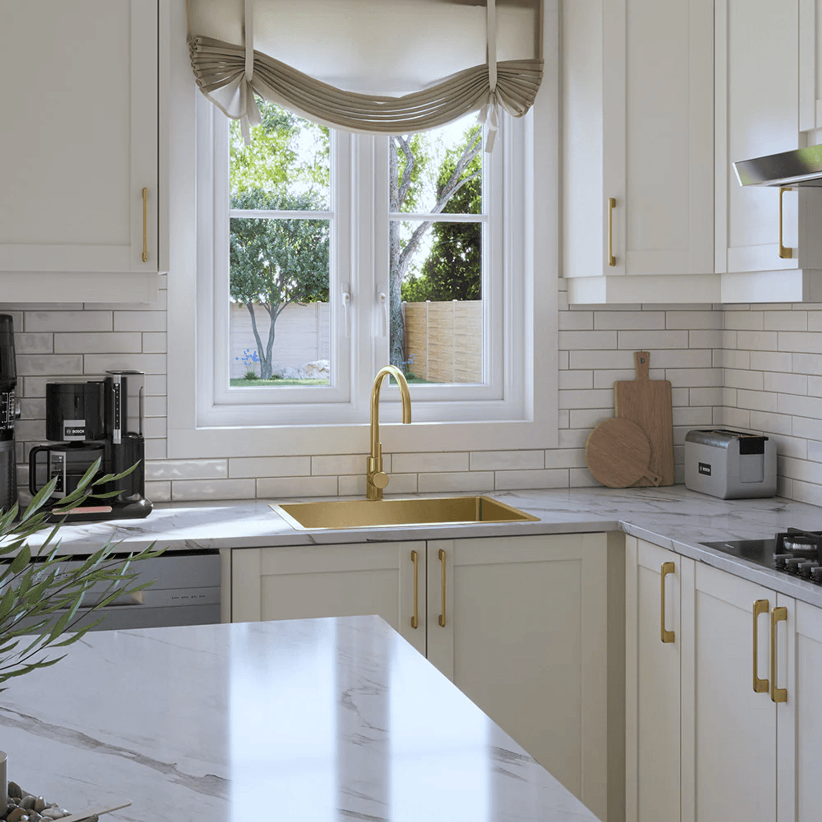 Brushed Brass Gold Willow 600x450 Medium Single Bowl Sink gallery detail image