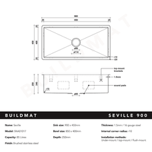 Seville 900x450 XXLarge Single Bowl Sink gallery detail image