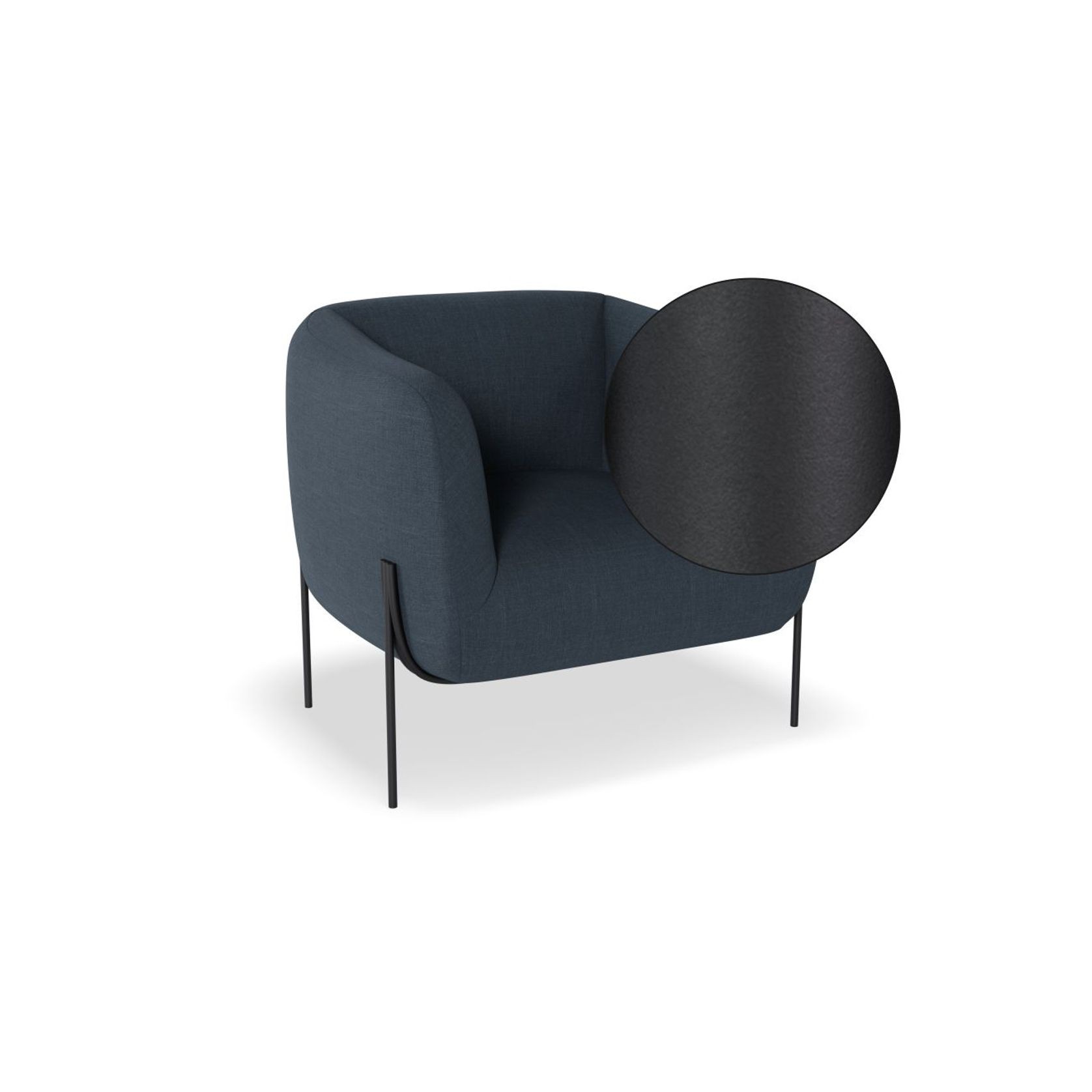 Belle Lounge Chair - Midnight Blue - Matt Black Legs gallery detail image
