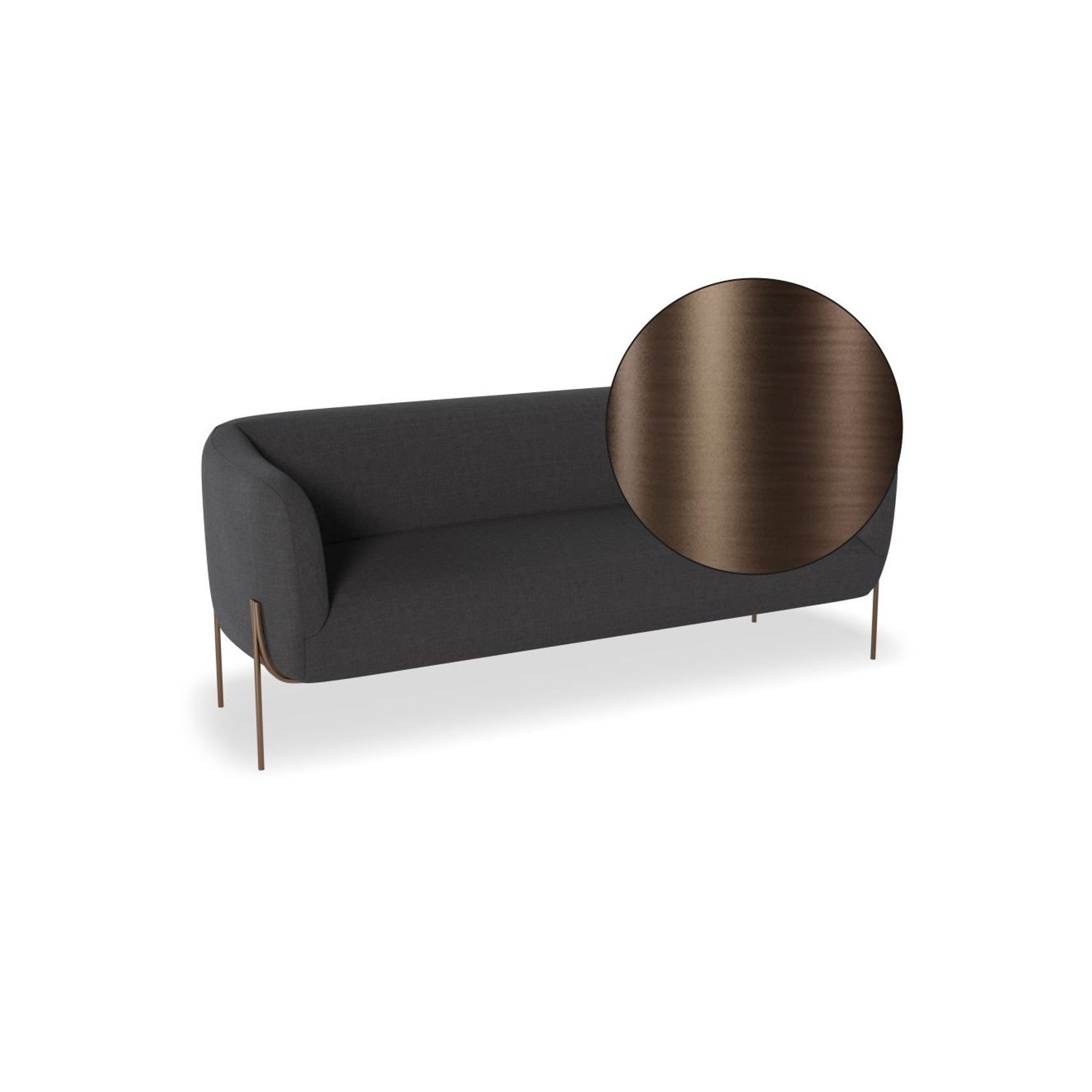 Belle 2.5 Seater Sofa -Storm Grey w Brushed Matt Gold gallery detail image