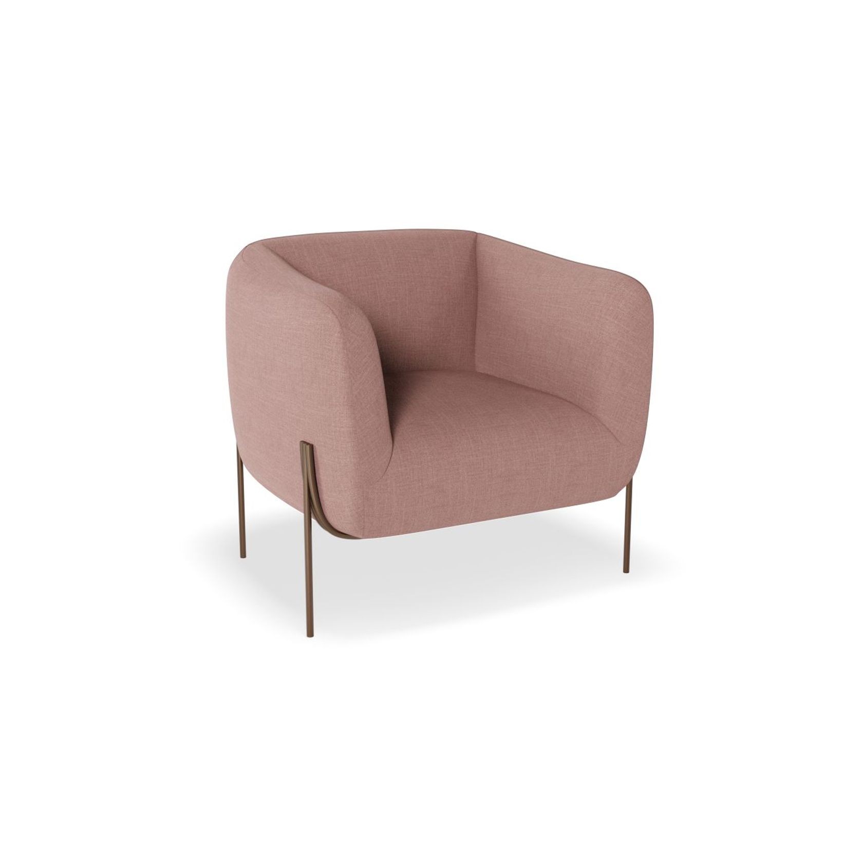 Belle Lounge Chair -Blush Pink Brushed Matt Bronze Legs gallery detail image
