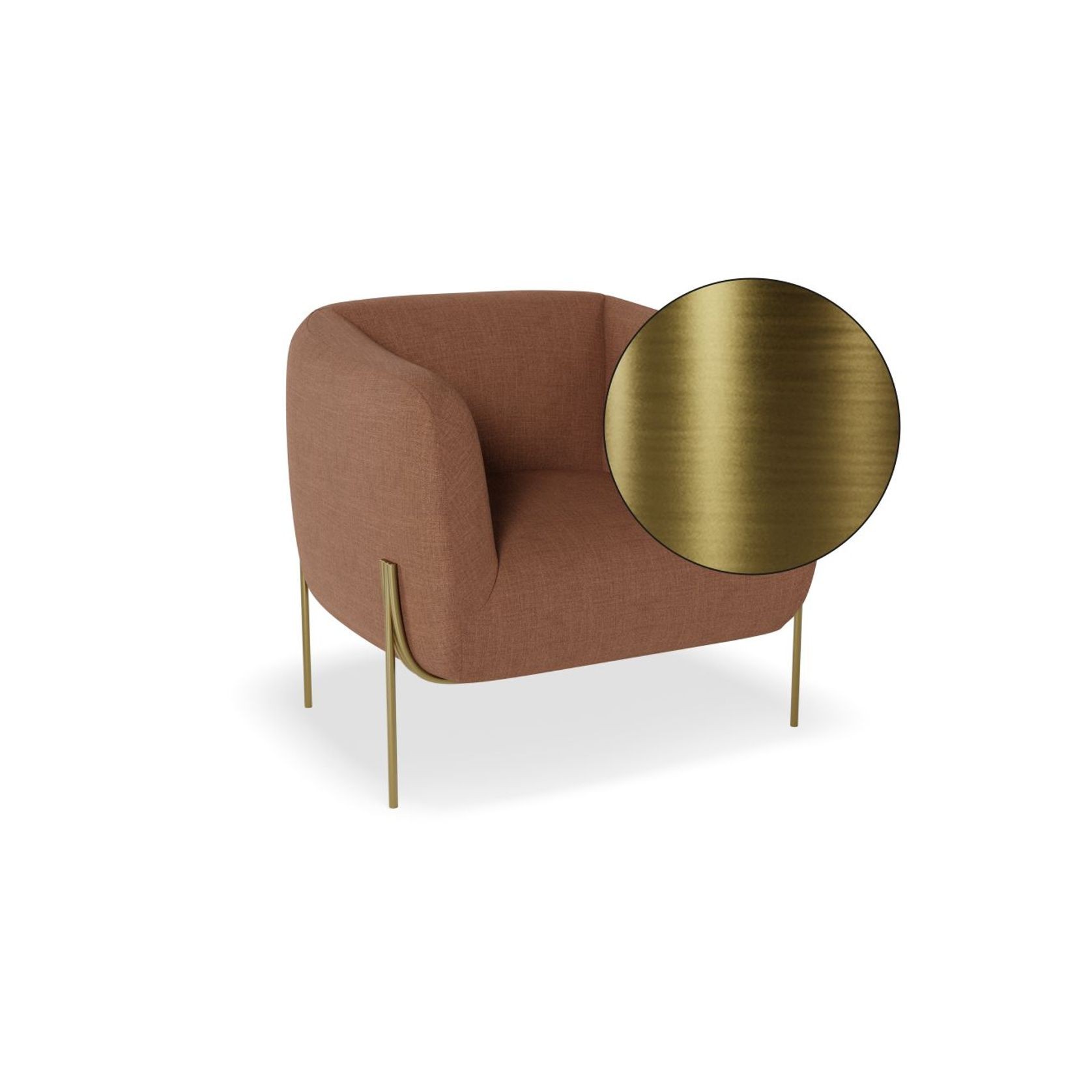 Belle Lounge Chair - Terracotta Rust - Brushed Matt Bronze Legs gallery detail image