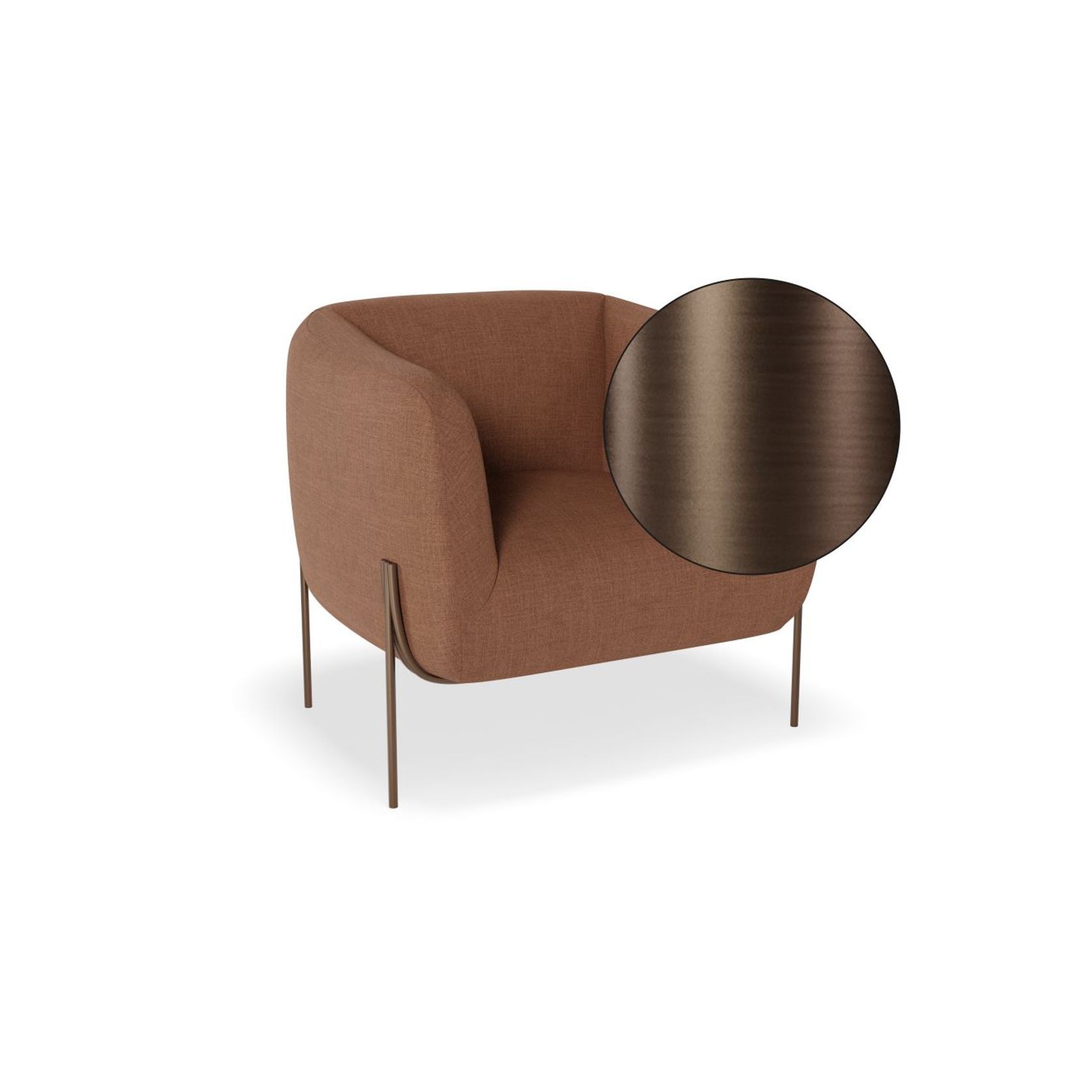 Belle Lounge Chair - Terracotta Rust - Brushed Matt Bronze Legs gallery detail image