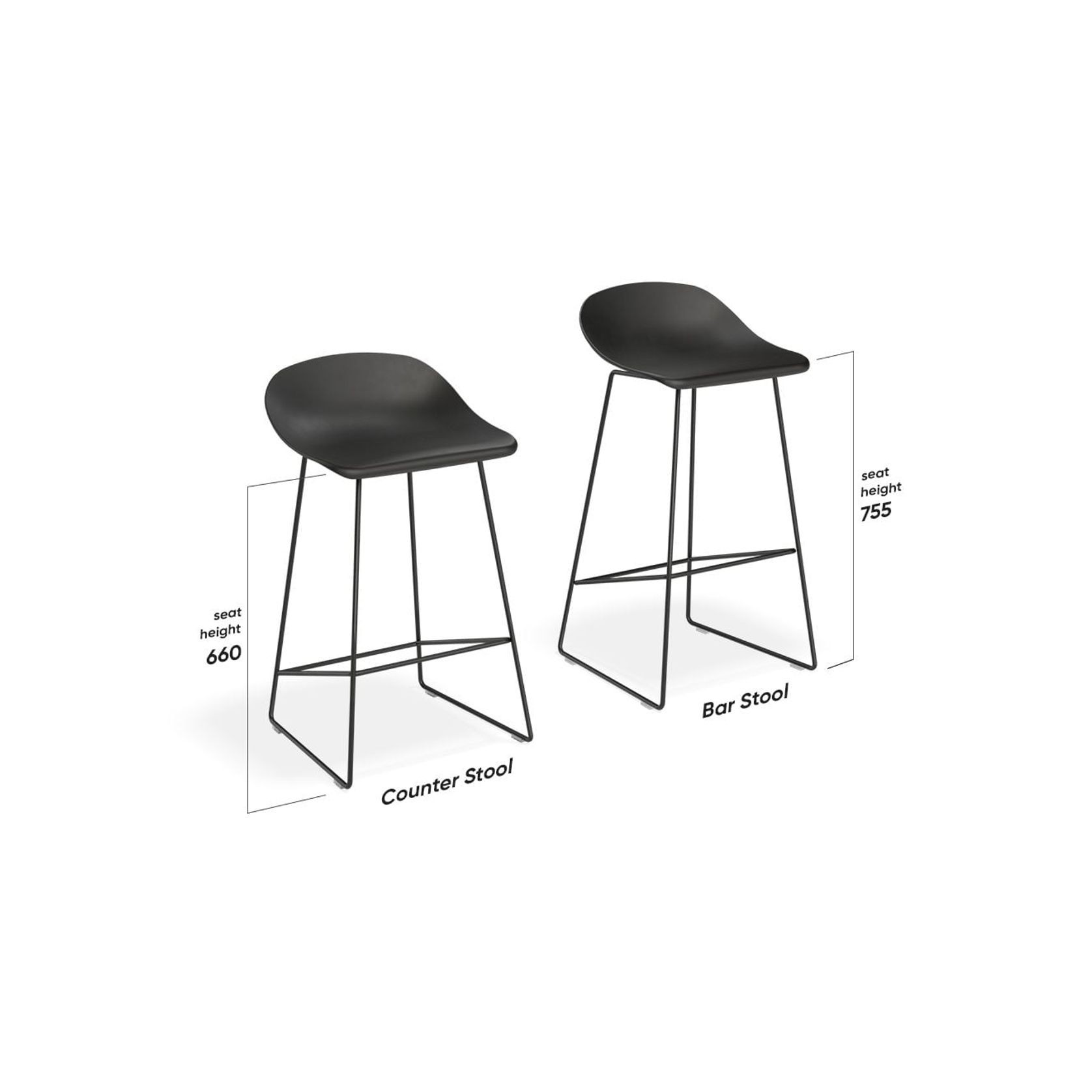 Pop Stool with Black Frame and Fabric Anthricite Seat gallery detail image