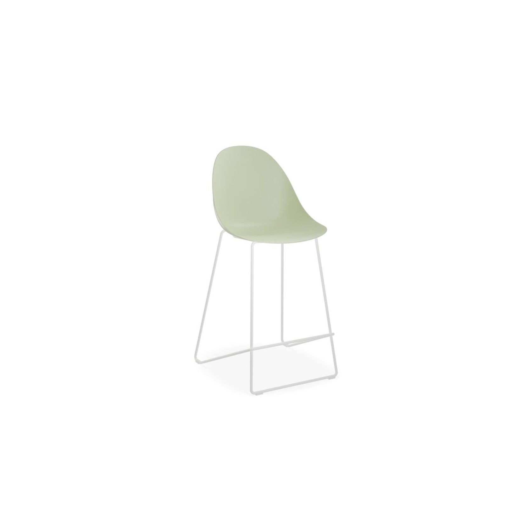 Pebble Mint Green Stool Shell Seat - Counter Stool 65cm Seat - White Base gallery detail image