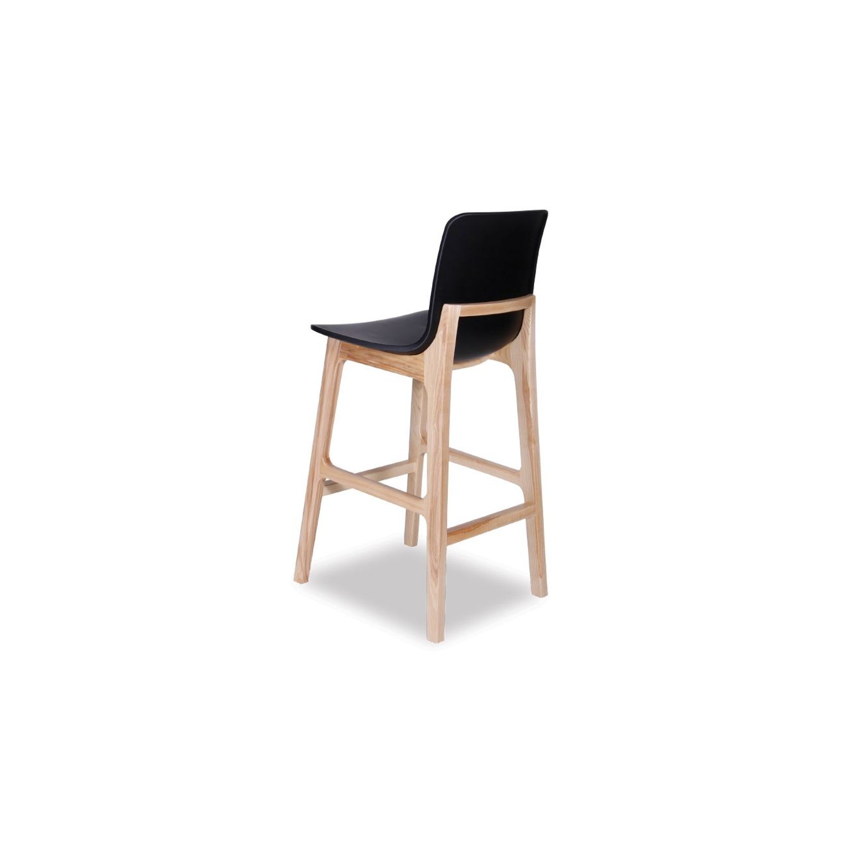 Ara Stool - Natural - Black Shell - Bar Bench Seat Height 74cm  - Black Seat - Natural Ash legs gallery detail image