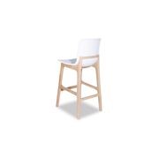Ara Stool - Natural - White Shell  -  Kitchen Bench Seat Height 65cm  - White Seat - Natural Ash legs gallery detail image