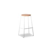 Hugo Bar Stool - White - Natural Seat - 68cm Round gallery detail image
