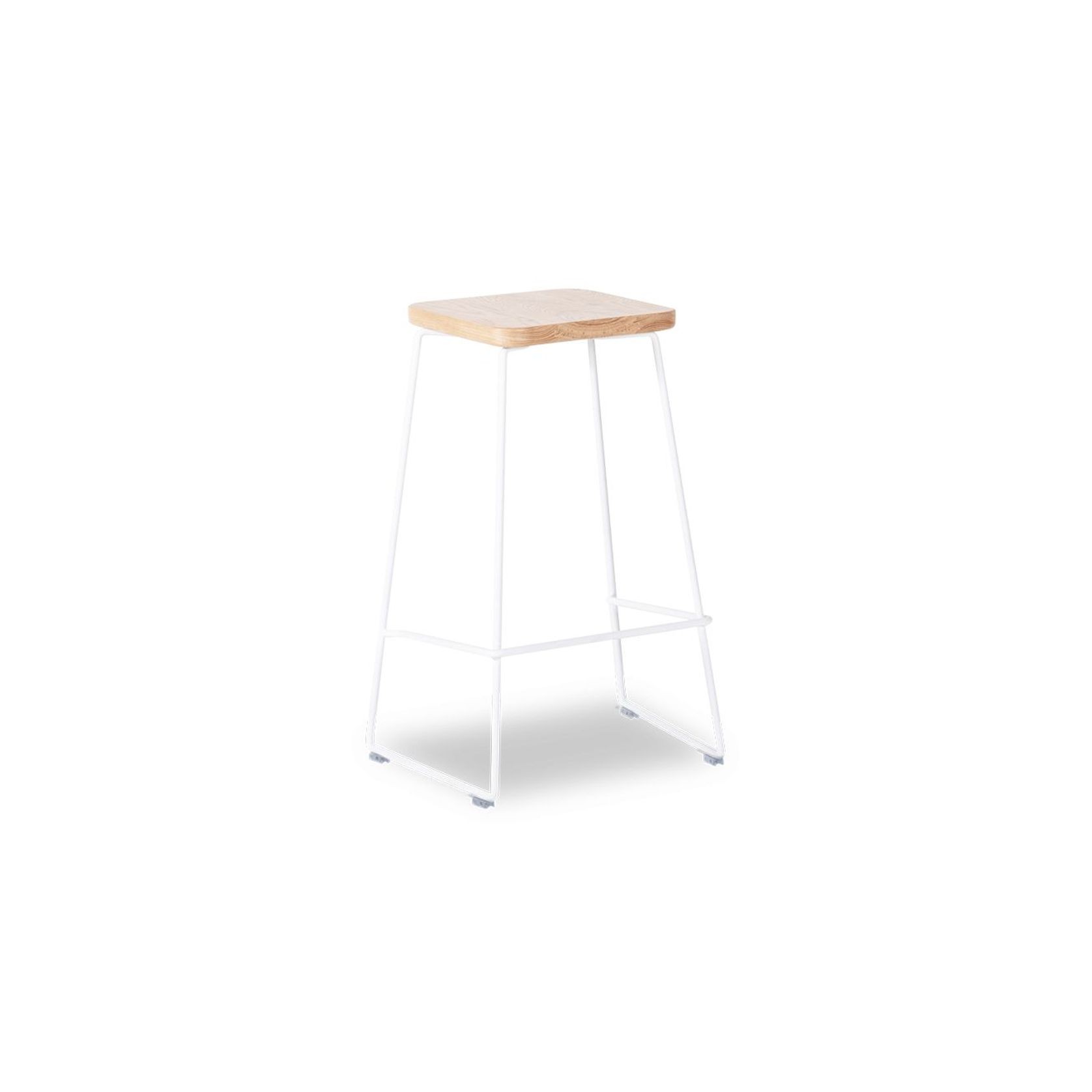 Hugo Bar Stool - White - Natural Seat - 68cm Square gallery detail image