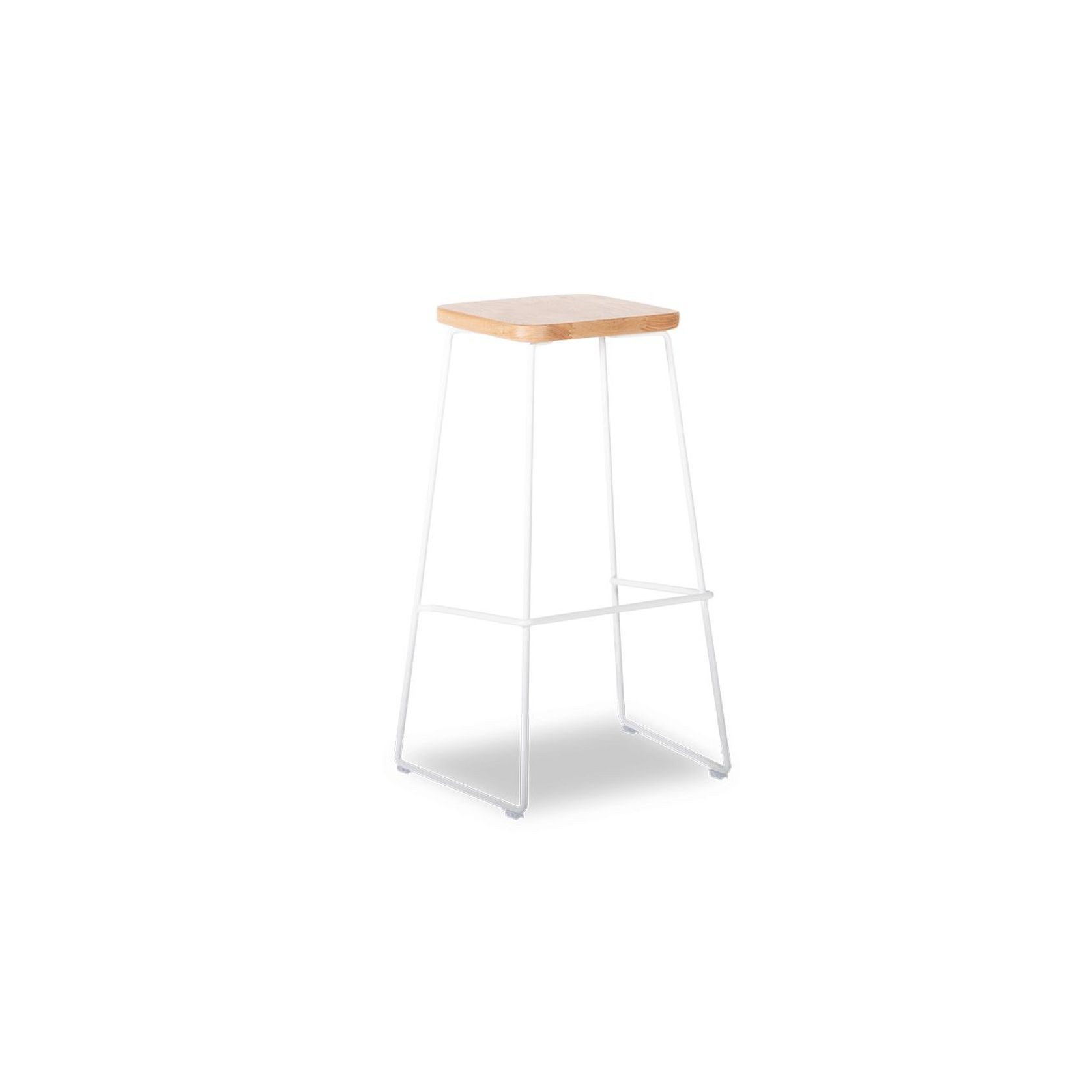 Hugo Bar Stool - White - Natural Seat - 78cm Round gallery detail image